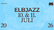 Helles Poster mit der Aufschrift: 'ELBJAZZ 10. & 11. JULI, Hamburg, 2026' und einem stilisierten Logo oben rechts.