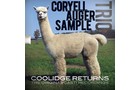 Download Foto: Ein weißes Alpaka steht auf einer Wiese. Darüber steht der Text 'Coryell Auger Sample Trio' und unten 'Coolidge Returns'.