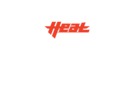 Download Foto: Roter Schriftzug 'Heat' auf weißem Hintergrund, in einer stilisierten, kantigen Schriftart.