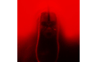 Download Foto: Schattenhaftes Gesicht mit leuchtenden Linien und Hörnern, in rotes Licht getaucht, erzeugt eine mystische, unheimliche Atmosphäre.
